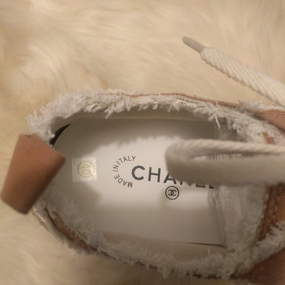 Chanel Women's Tan Canvas Sneakers - Picture 4 of 6